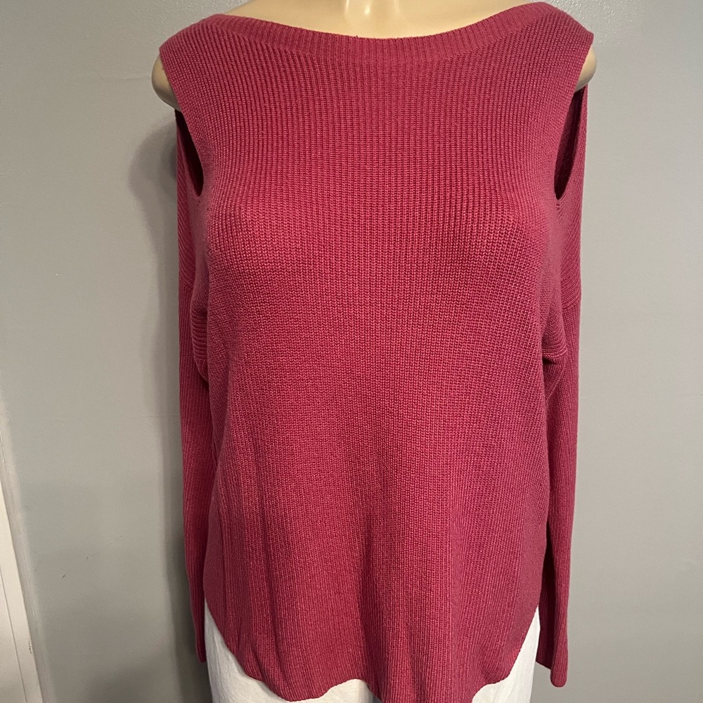 Pink Off-the-Shoulder Sweater with Ribbed Knit